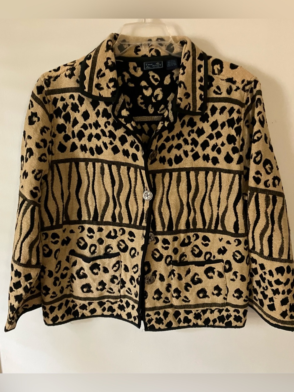 Ashley By 26 International Tan and Black Animal Print Blazer